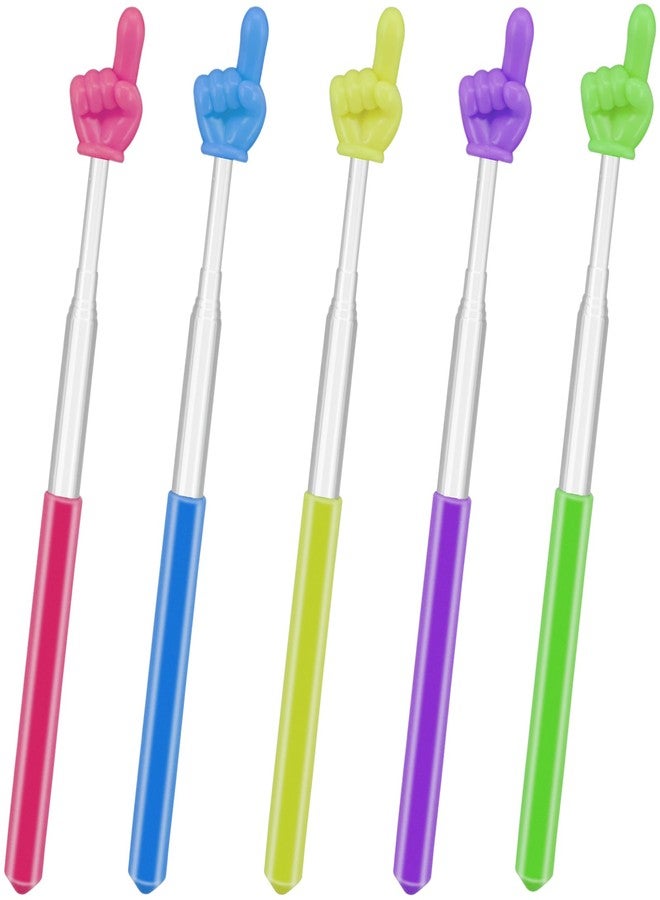 BENACES 5 Pack Retractable Teacher Pointer Stick, BENACES Telescope Mini Extendable Pointer Finger Stick with Anti Slip Grip, 5 Candy-Colored Tips, for Classroom Reading and Presentation Whiteboard - Image 1